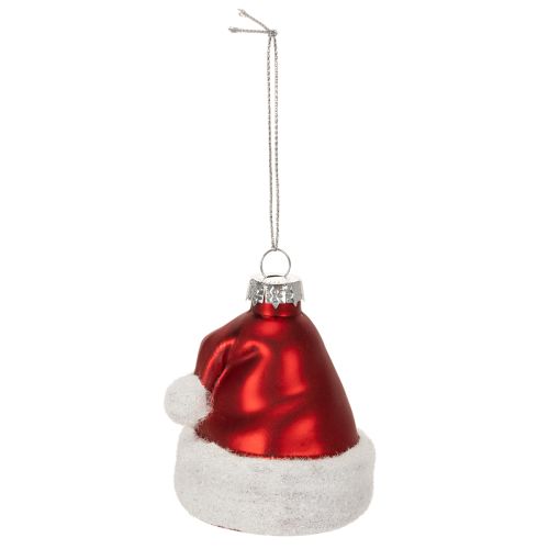 Weihnachtskugeln Nikolausmütze Glas Rot-Weiss 8cm 6 Stück | Floristik24.ch