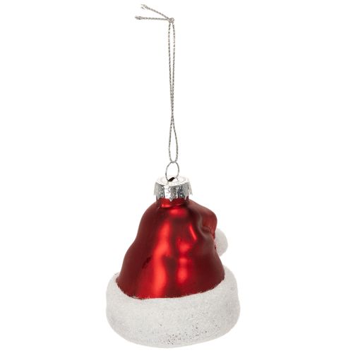 Weihnachtskugeln Nikolausmütze Glas Rot-Weiss 8cm 6 Stück | Floristik24.ch