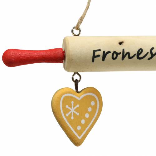 Floristik24 Weihnachten Dekoration Nudelholz "Frohes Fest" zum Hängen 16cm 4St