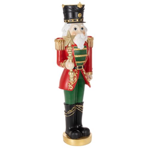 Nussknacker Figur aus Polyresin 59cm Rot-Grün für Innen