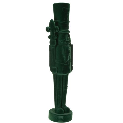 Nussknacker Figur beflockt 77 cm Dunkelgrün für Innenbereich