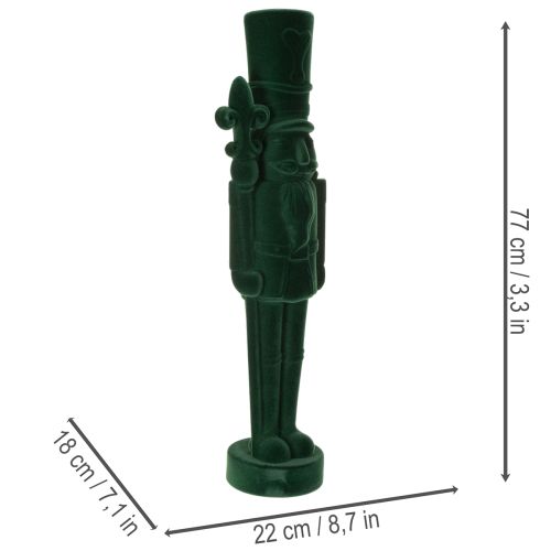 Nussknacker Figur beflockt 77 cm Dunkelgrün für Innenbereich | Floristik24.ch