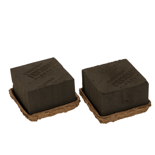 OASIS® Renewal® Floral Foam Biolit® Steckschaum, 2 Halbziegel, braun, je 12 × 12 × 8 cm | Floristik24.ch
