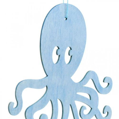 Floristik24 Oktopus zum Hängen Blau, Weiß Krake aus Holz Maritime Sommerdeko 8 St