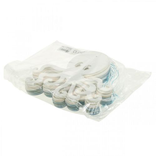 Floristik24 Oktopus zum Hängen Blau, Weiß Krake aus Holz Maritime Sommerdeko 8 St