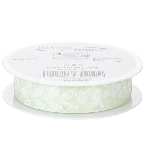 Artikel Organzaband Blumen Geschenkband Grün 25mm 18m
