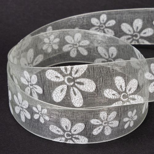 Artikel Organzaband Blumen Geschenkband Grün 25mm 18m