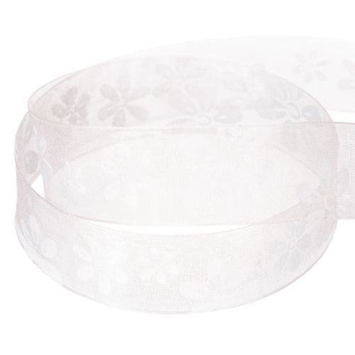 Artikel Organzaband Blumen Geschenkband Rosa 25mm 18m