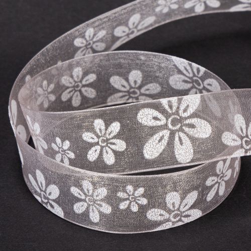 Artikel Organzaband Blumen Geschenkband Rosa 25mm 18m