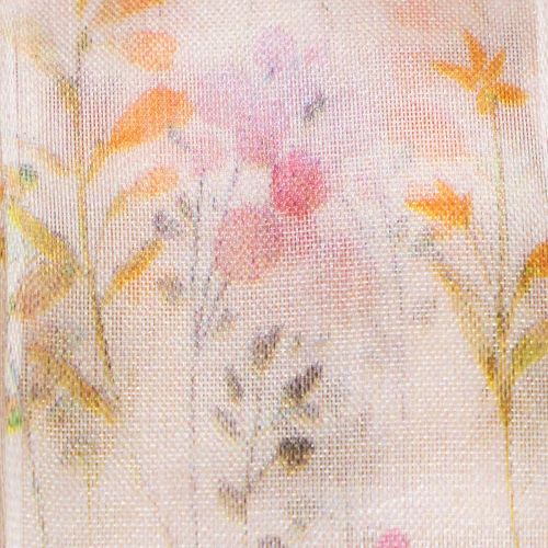 Artikel Organzaband Chiffonband Blumen Orange Rosa 40mm 15m