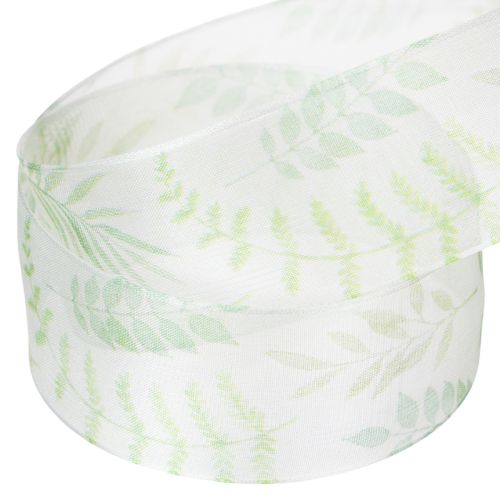 Artikel Organzaband Chiffonband Grün Blattranken 40mm 15m
