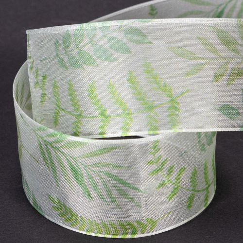Artikel Organzaband Chiffonband Grün Blattranken 40mm 15m