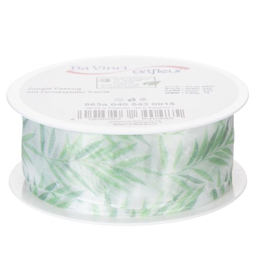 Artikel Organzaband Chiffonband Grüne Pflanzen Band 40mm 15m