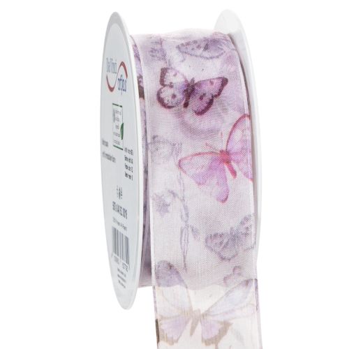 Organzaband Chiffonband Schmetterlinge Lila 40mm 18m
