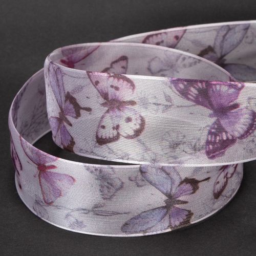 Artikel Organzaband Chiffonband Schmetterlinge Lila 40mm 18m