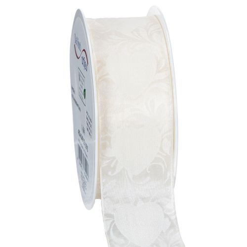 Artikel Organzaband Creme Dekoband Herzen 40mm 15m