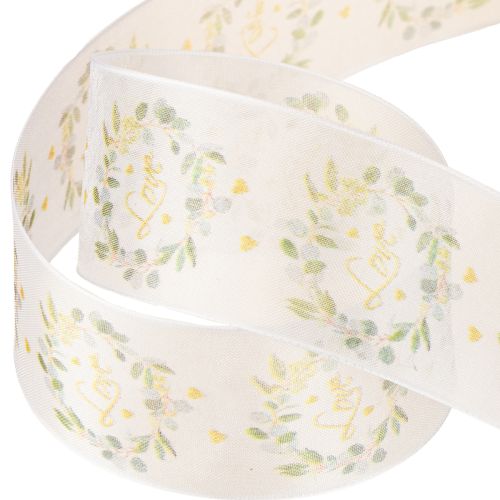Artikel Organzaband Hochzeit Deko Band „Love“ Weiß 40mm 15m