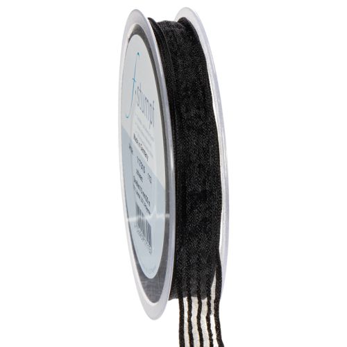 Organzaband mit Streifen Geschenkband Schwarz 15mm 20m online kaufen | Floristik24.ch
