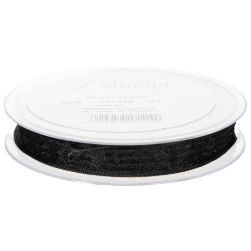 Organzaband mit Streifen Geschenkband Schwarz 15mm 20m | Floristik24.ch