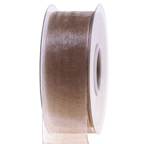 Organzaband Geschenkband Beige Band Webkante Taupe 40mm 50m