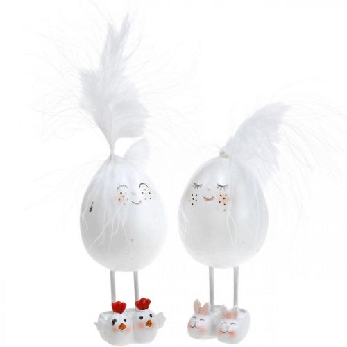 Floristik24 Osterdeko Eier mit Puschen, Frühling, Fröhliches Osterei, Eier mit Gesicht 2St