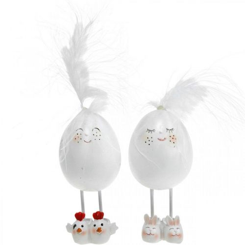 Floristik24 Osterdeko Eier mit Puschen, Frühling, Fröhliches Osterei, Eier mit Gesicht 2St