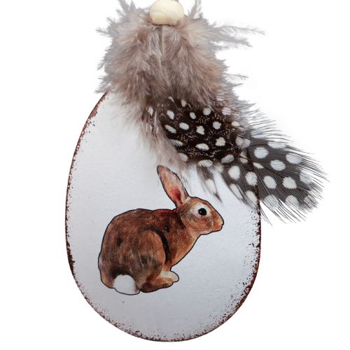 Floristik24 Osterdeko zum Hängen Anhänger Ostern Eier mit Hasen Vintage Metall 7×5cm 8 St