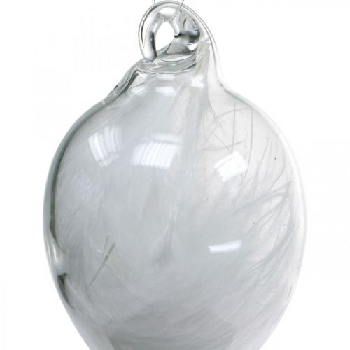 Floristik24 Osterdeko zum Hängen, Glasei mit Federn, Mini-Osterei, Frühlingsdeko 8 St