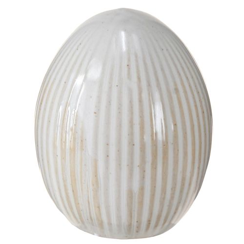Artikel Ostereier Keramik Deko Ei mit Rillen Weißgrau 5×6cm 6St