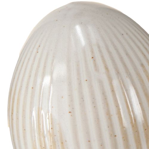 Artikel Ostereier Keramik Deko Ei mit Rillen Weißgrau 5×6cm 6St