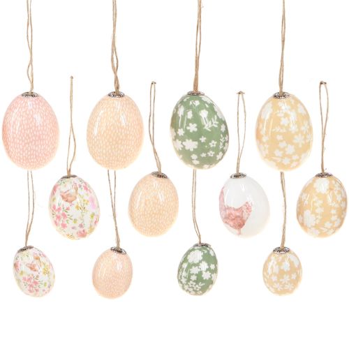 Floristik24 Ostereier Plastik mit Huhn Grün Braun 3,5-5,5cm 24 St