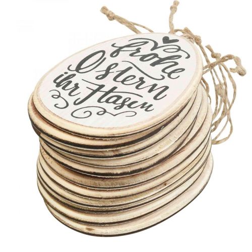 Floristik24 Ostereier Holz Geschenkanhänger Frohe Ostern 11,5×8cm 12St