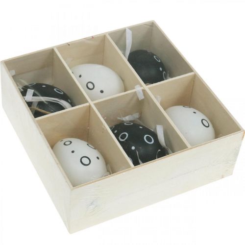 Floristik24 Ostereier mit Ringen und Punkten, Frühlingsdeko, Monochrome Osterdeko 6St