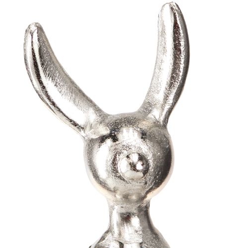 Floristik24 Osterhase Kantenhocker Metall Hase klein Silber 9×9×21cm