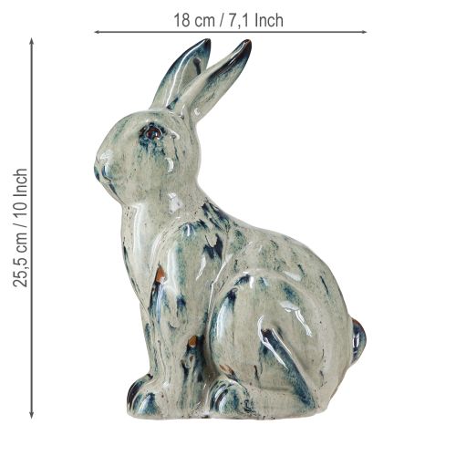 Artikel Osterhase Keramik Beige Blau Glasiert 18x11x25,5cm
