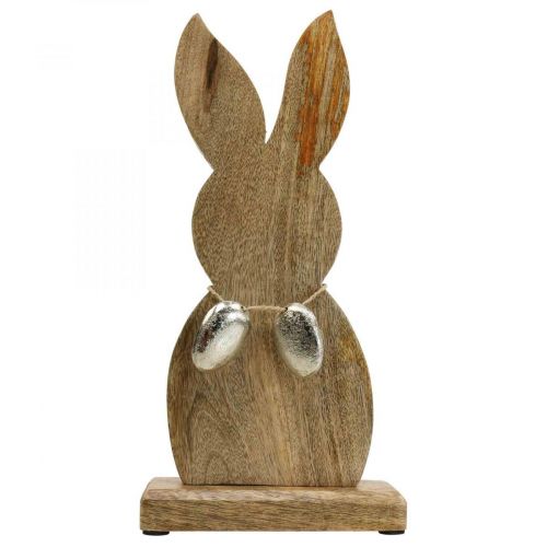 Floristik24 Osterhase Holz mit Eiern Metall, Tischdeko Ostern H31cm
