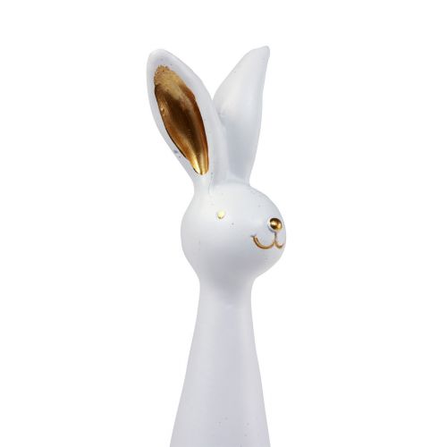 Floristik24 Osterhase Weiß Gold Osterdeko Hase Ø7cm H27,5cm