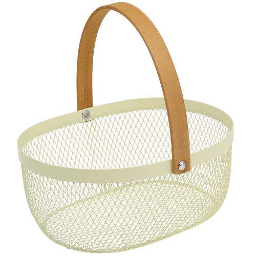 Floristik24 Osterkorb aus Metall Creme 23,5cm x 18cm x 10cm