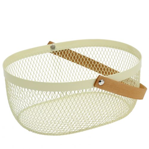 Floristik24 Osterkorb aus Metall Creme 23,5cm x 18cm x 10cm