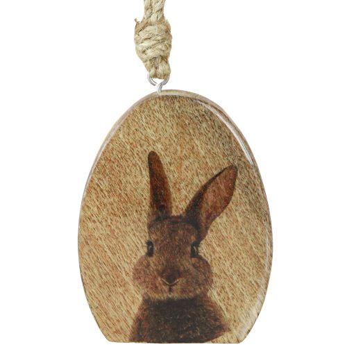 Ostern Anhänger Hase im Ei Holz Jute Natur 8x10,5cm 4St