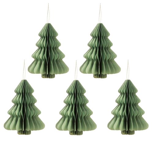 Artikel Papier Weihnachtsbaum Mint Silber Glitter Deko H20cm Set 5