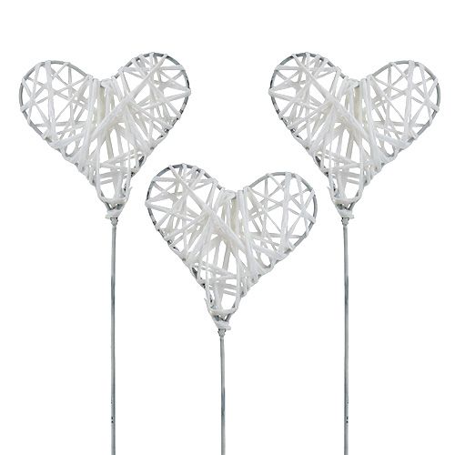 Floristik24 Papierherz am Draht 5cm Weiß 36St