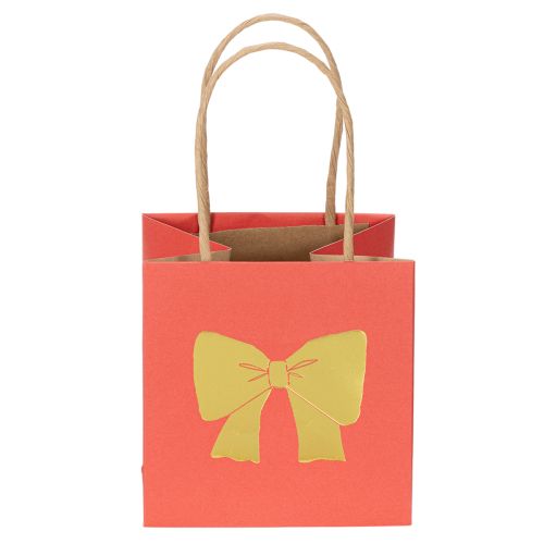 Geschenktüte aus Papier mit Schleifen-Motiv, 12 cm, Rot-Gold, 8 Stück | Floristik24.ch
