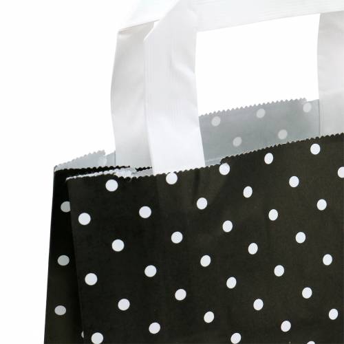 Floristik24 Papiertasche Schwarz mit Punkten 22cm x 10cm x 31cm 25St