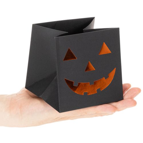 Papiertüten Set Kürbis-Motiv Schwarz Orange 10,5cm 6 Stück | Floristik24.ch