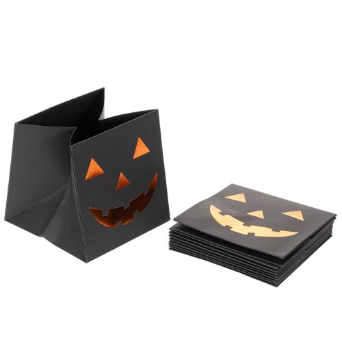 Papiertüten Set Kürbis-Motiv Schwarz Orange 10,5cm 6 Stück | Floristik24.ch