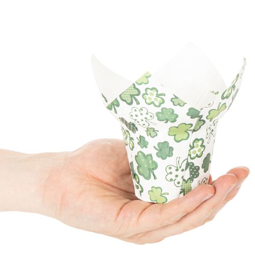 Übertopf Papier 12 cm mit Kleeblatt-Motiv im 12er-Set | Floristik24.ch