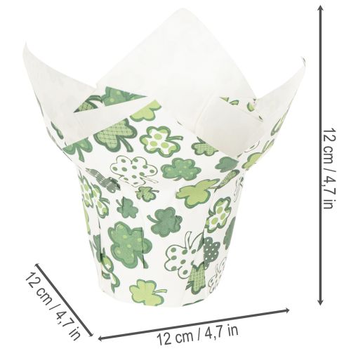 Übertopf Papier 12 cm mit Kleeblatt-Motiv im 12er-Set | Floristik24.ch