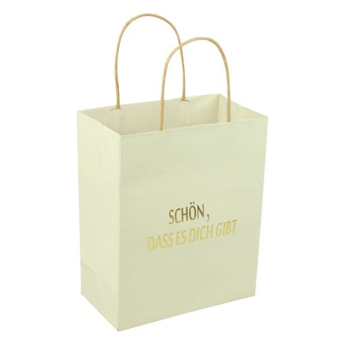 Floristik24 Papiertüten mit Henkel Aufdruck Creme/Gold 16×8×16cm 6 St