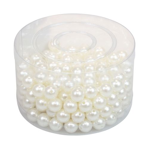 Floristik24 Perlen zum Auffädeln Bastelperlen Creme Weiß 12mm 300g